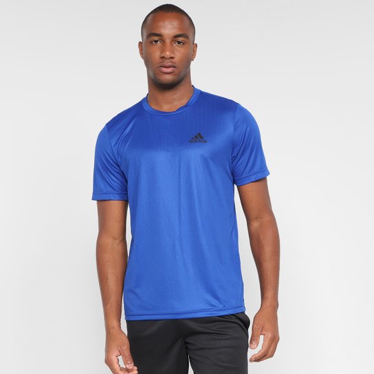 Camiseta Adidas D2M Plain Masculina - Azul Escuro Menor preço em Camiseta Adidas D2M Plain Masculina - Azul Escuro