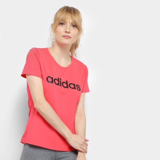 Camiseta Adidas D2M Solid Feminina - Vermelho+Branco