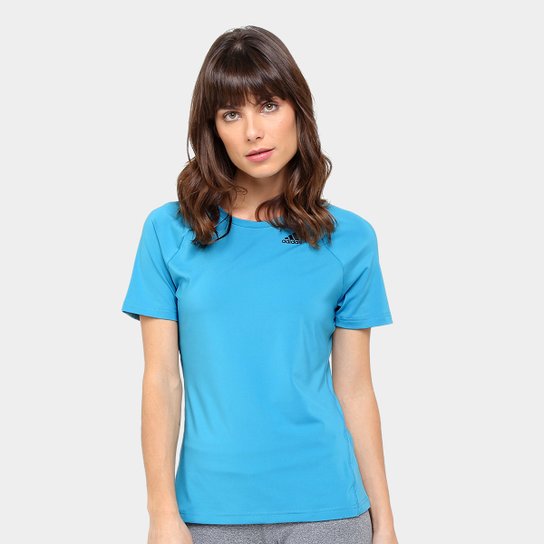 Camiseta Adidas D2M Solid Feminina - Azul Turquesa