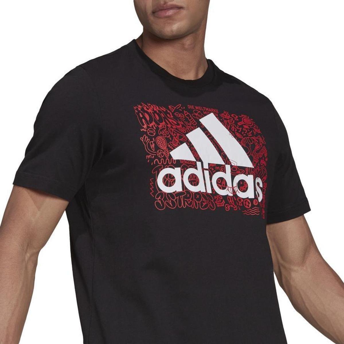 black red adidas shirt