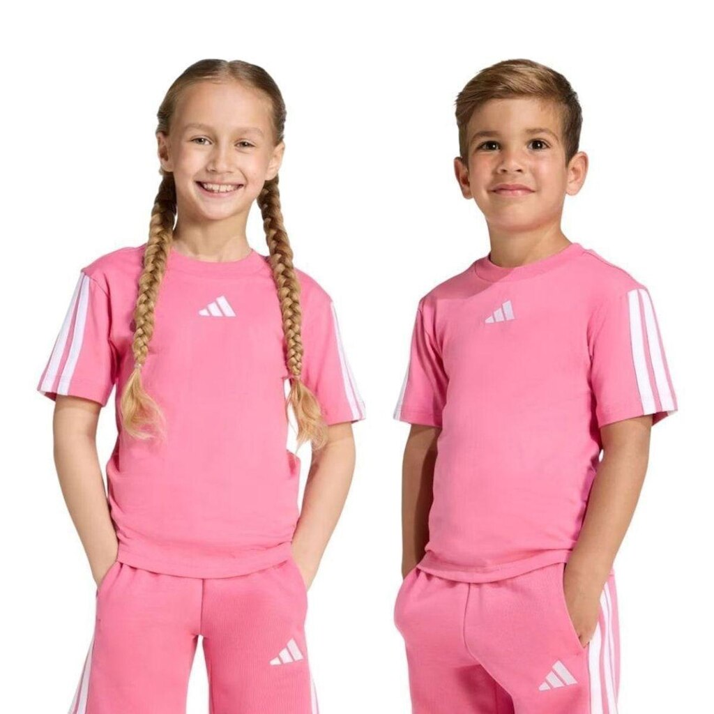 Camiseta Adidas Essentials 3 Stripes Infantil - Pink 5-6