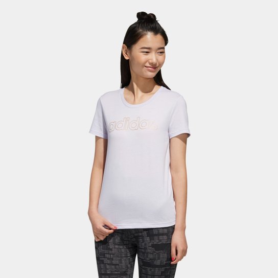 Camiseta Adidas Essentials Branded Slim Feminina - Roxo Menor preço em Camiseta Adidas Essentials Branded Slim Feminina - Roxo