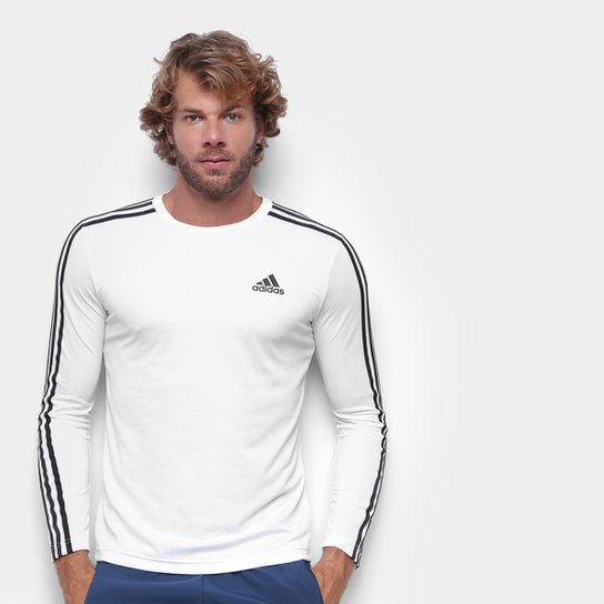 Camiseta Adidas Essentials Performance Listras Manga Longa Masculina