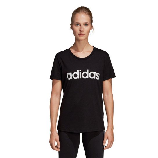 Camiseta Adidas Estampa Logo Slim Feminina - Preto+Branco é ruim? Camiseta Adidas Estampa Logo Slim Feminina - Preto+Branco é boa?