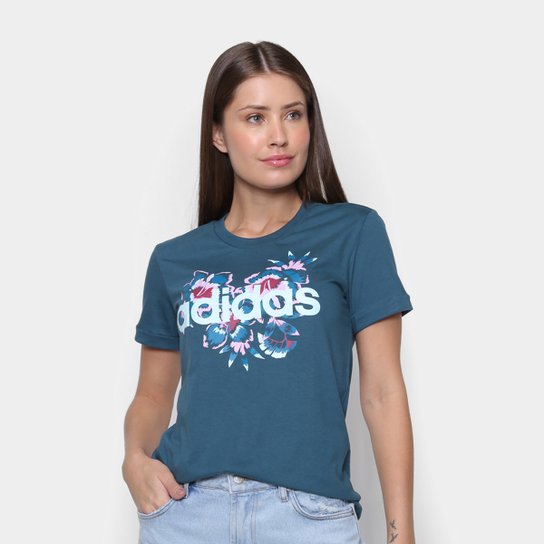 Camiseta Adidas Farm Graphic Feminina - Azul Petróleo Menor preço em Camiseta Adidas Farm Graphic Feminina - Azul Petróleo