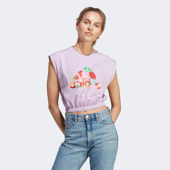 Camiseta Adidas Farm Sem Manga Feminina - Lilás Menor preço em Camiseta Adidas Farm Sem Manga Feminina - Lilás