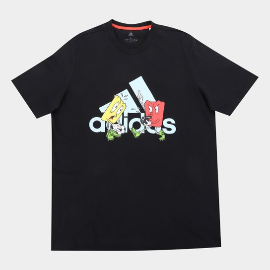 Camiseta Adidas Gráfica Mascote Logo Masculina - Preto Menor preço em Camiseta Adidas Gráfica Mascote Logo Masculina - Preto