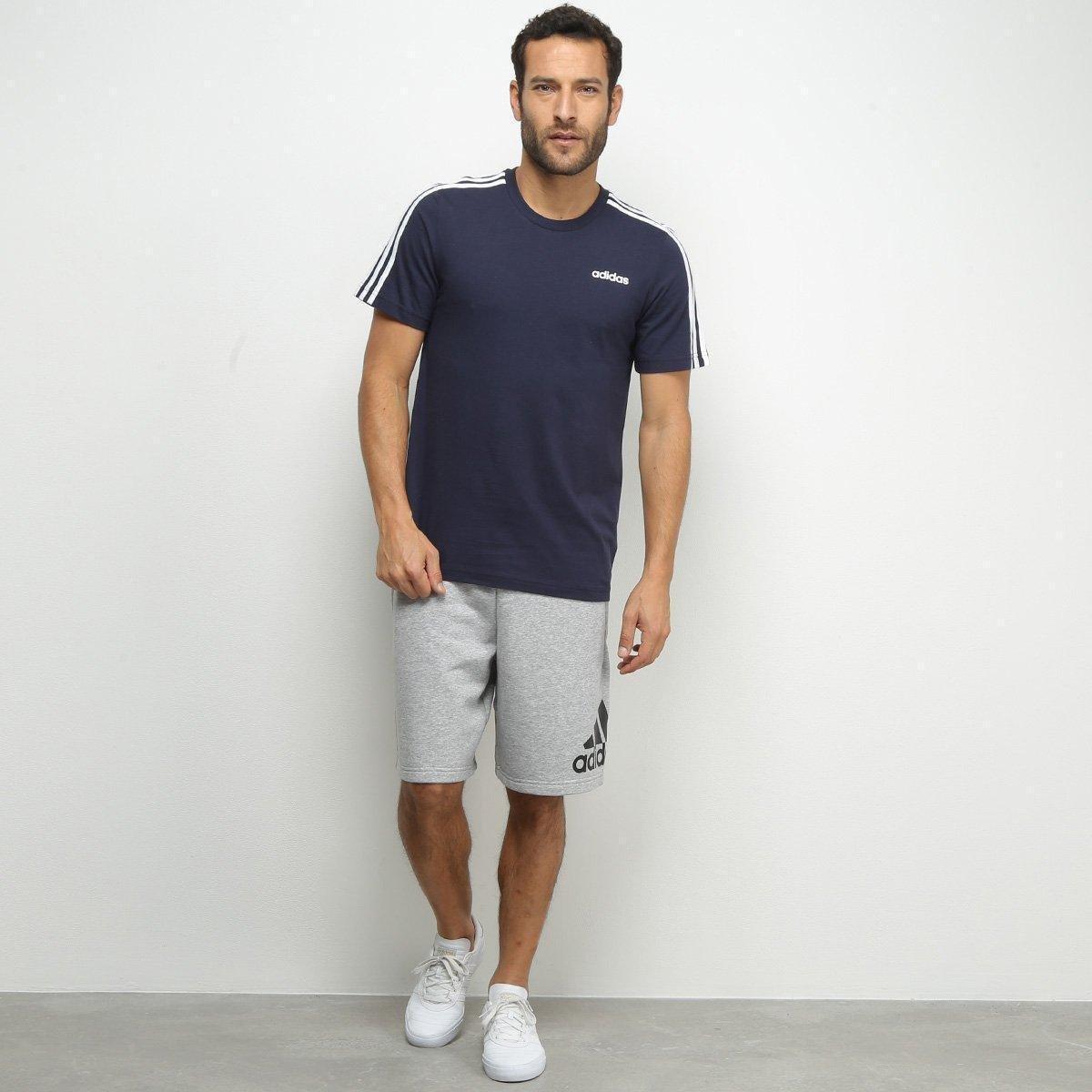 camiseta adidas listras manga masculina