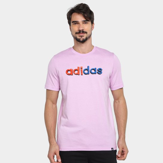 Camiseta Adidas Logo Linear Color II Masculina - Lilás Menor preço em Camiseta Adidas Logo Linear Color II Masculina - Lilás