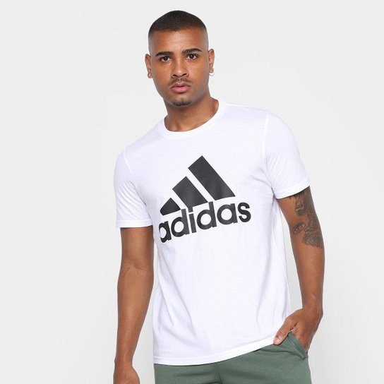 Camiseta Adidas Logo Masculina - Branco Menor preço em Camiseta Adidas Logo Masculina - Branco