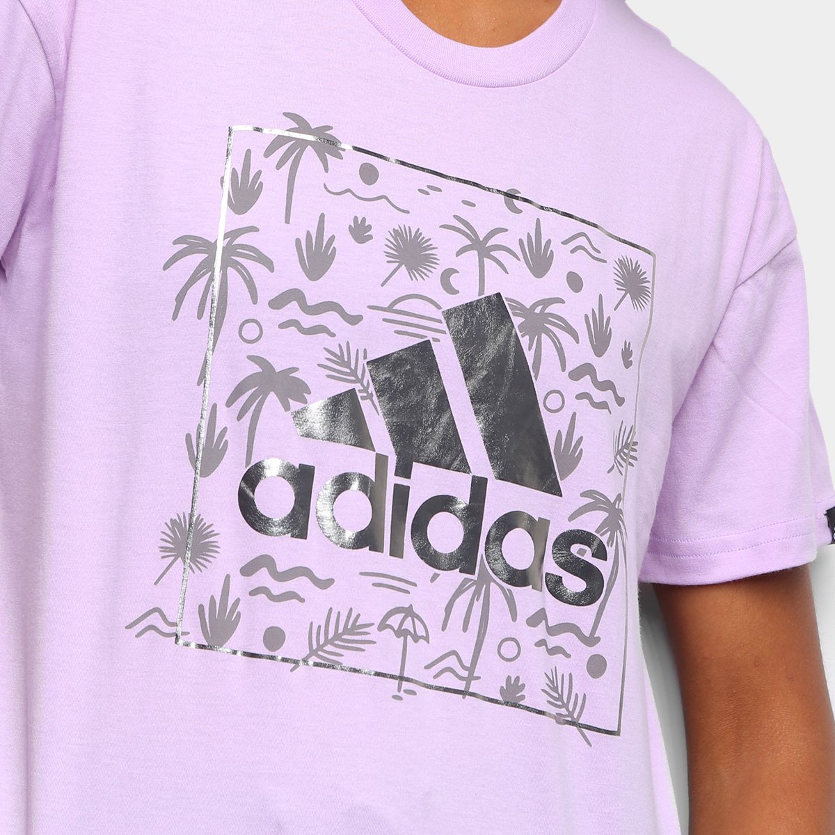 camiseta adidas logo vazado floral feminina