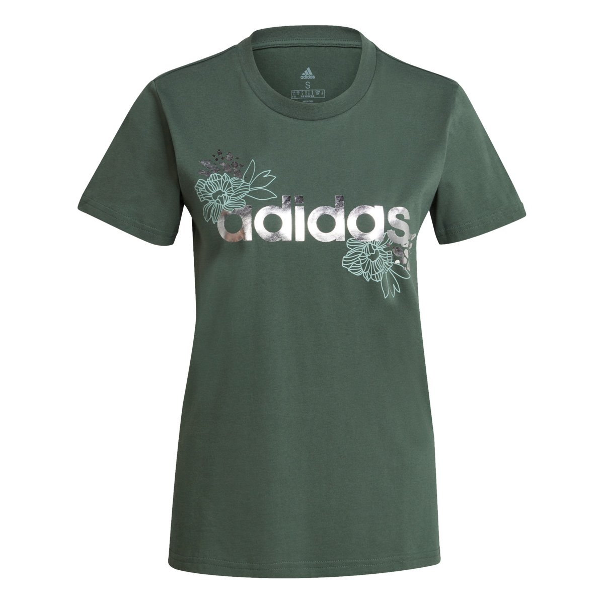 camiseta adidas logo vazado floral feminina
