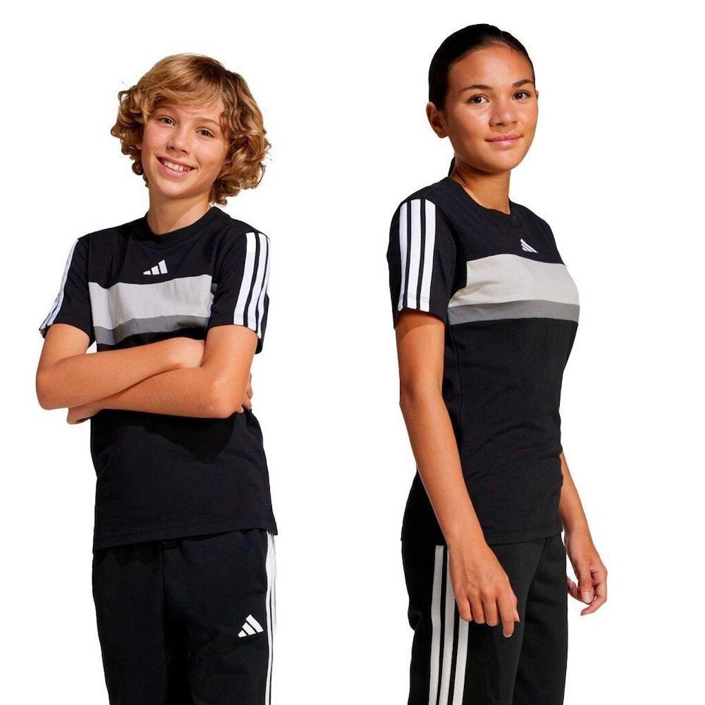 Camiseta Adidas M/C Algodao 3 listras Essential Masculino Infantil