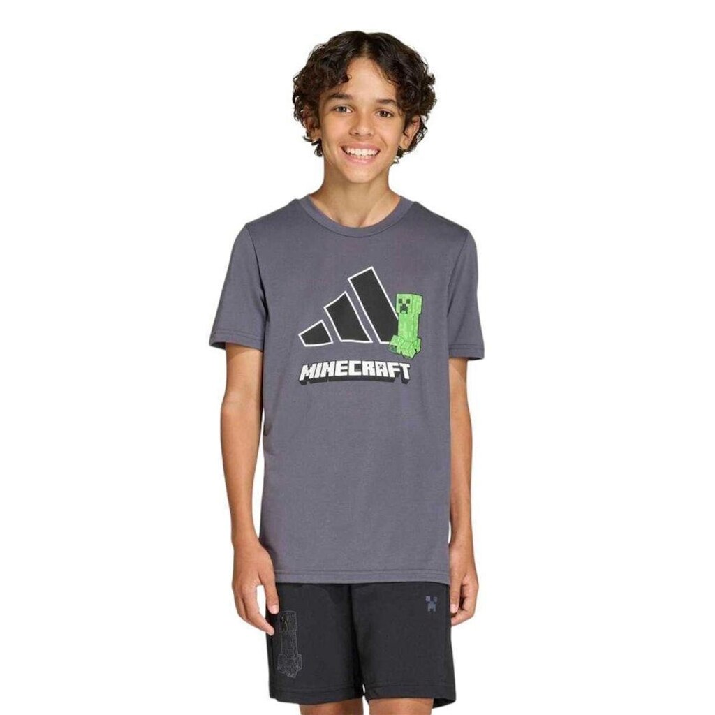 Camiseta Adidas Minecraft Training Infantil - Cinza 11-12