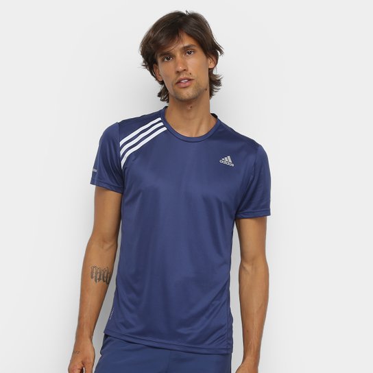 Camiseta Adidas Own The Run Masculina - Marinho e Branco Menor preço em Camiseta Adidas Own The Run Masculina - Marinho e Branco