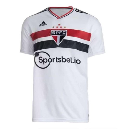 Camiseta Adidas São Paulo I - Bcovermpto - M - Branco+Vermelho Menor preço em Camiseta Adidas São Paulo I - Bcovermpto - M - Branco+Vermelho