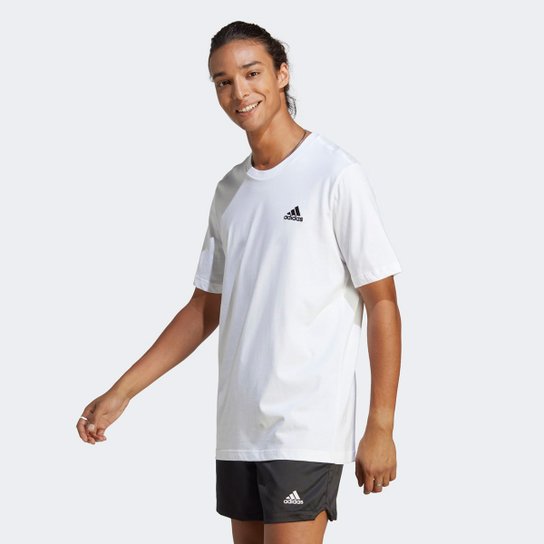 Camiseta Adidas Sport Logo Single Masculina - Branco Menor preço em Camiseta Adidas Sport Logo Single Masculina - Branco