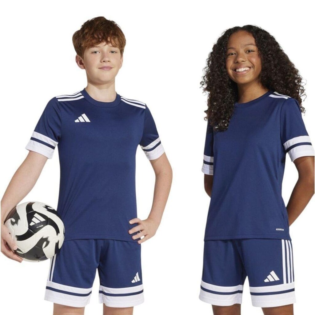 Camiseta Adidas Squadra 25 Infantil - Marinho e Branco 15-16