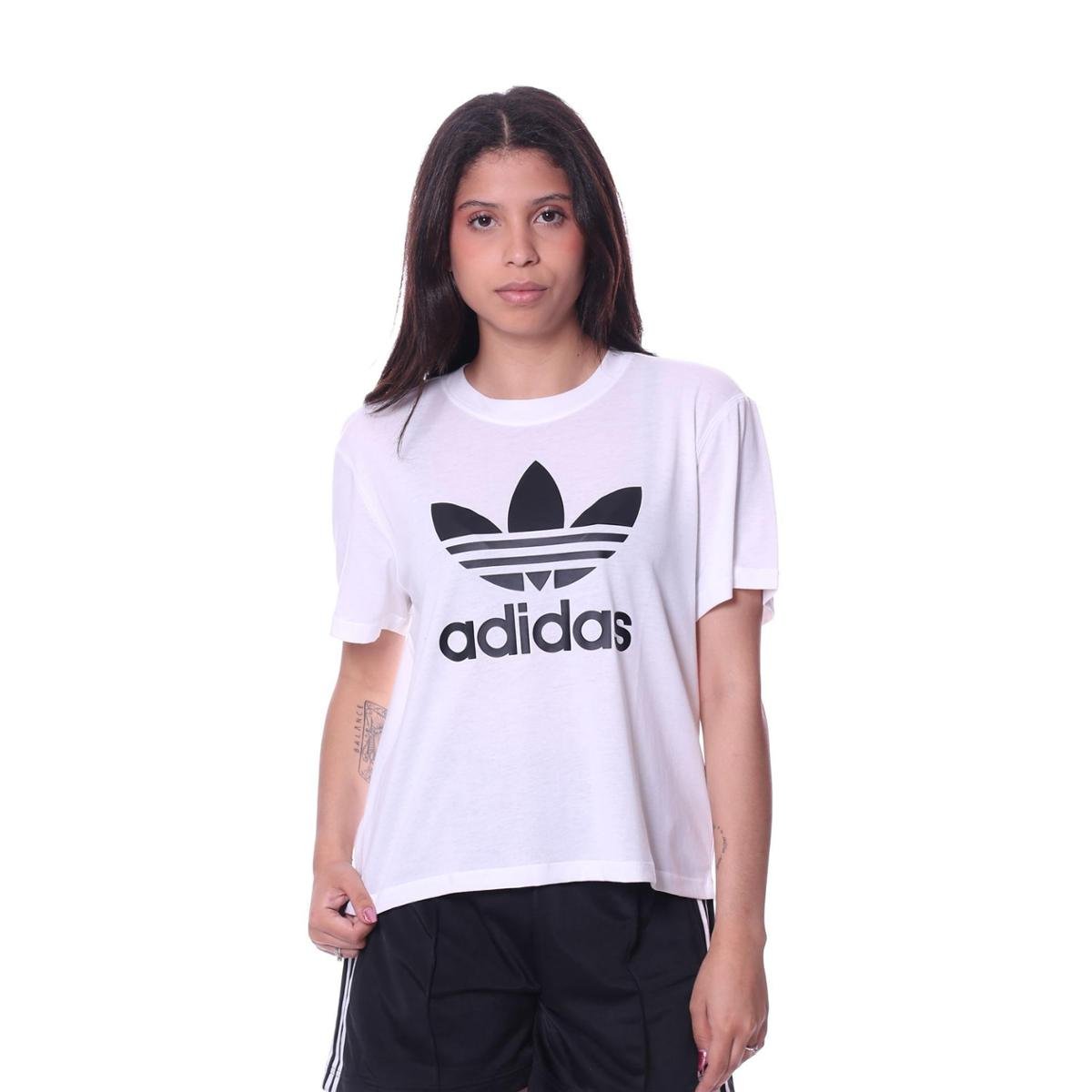 Camiseta Adidas Trefoil Boxy White Menor preço em Camiseta Adidas Trefoil Boxy White