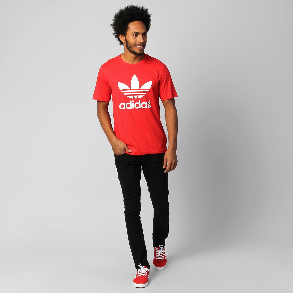 camiseta adidas trefoil vermelha