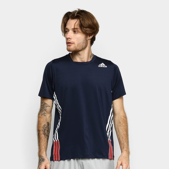 Camiseta Adidas True 3 Stripes Masculina - Marinho Menor preço em Camiseta Adidas True 3 Stripes Masculina - Marinho