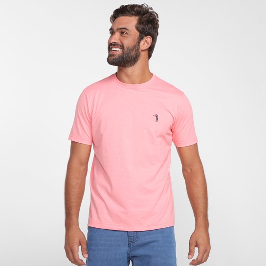 Camiseta Aleatory Básica Lisa Masculina - Rosa Menor preço em Camiseta Aleatory Básica Lisa Masculina - Rosa