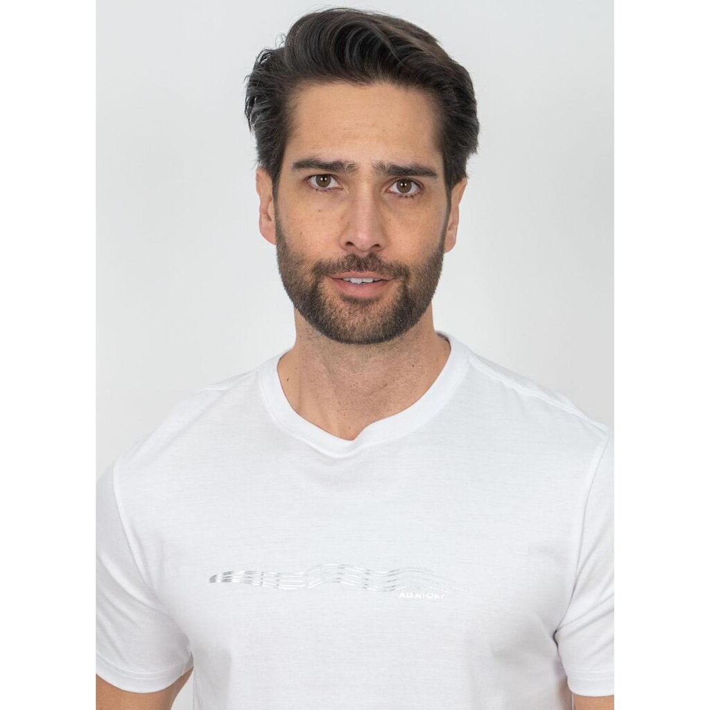 Camiseta Aleatory Estampada Silver Waves Branca
