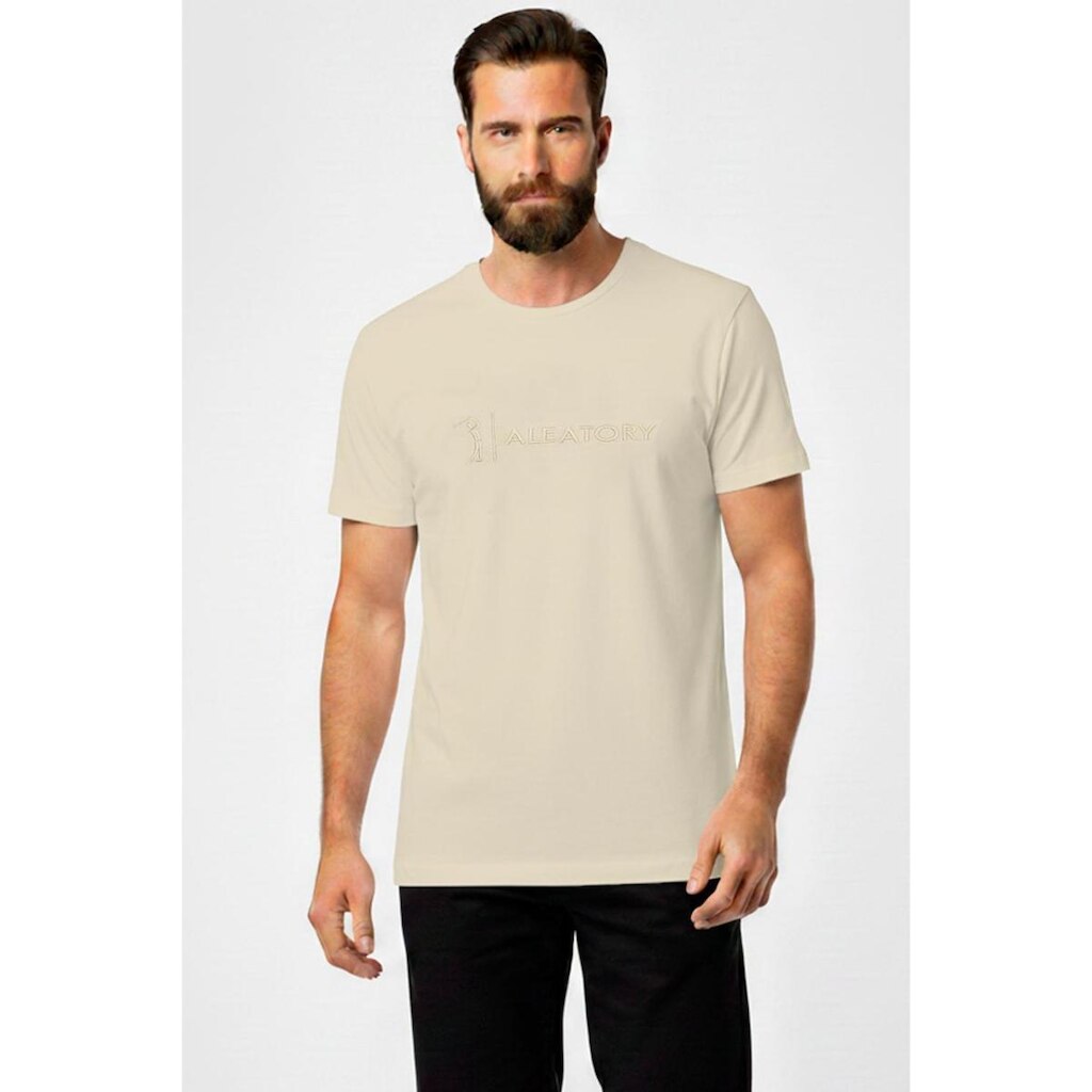 Camiseta Aleatory Logo Bordado Bege