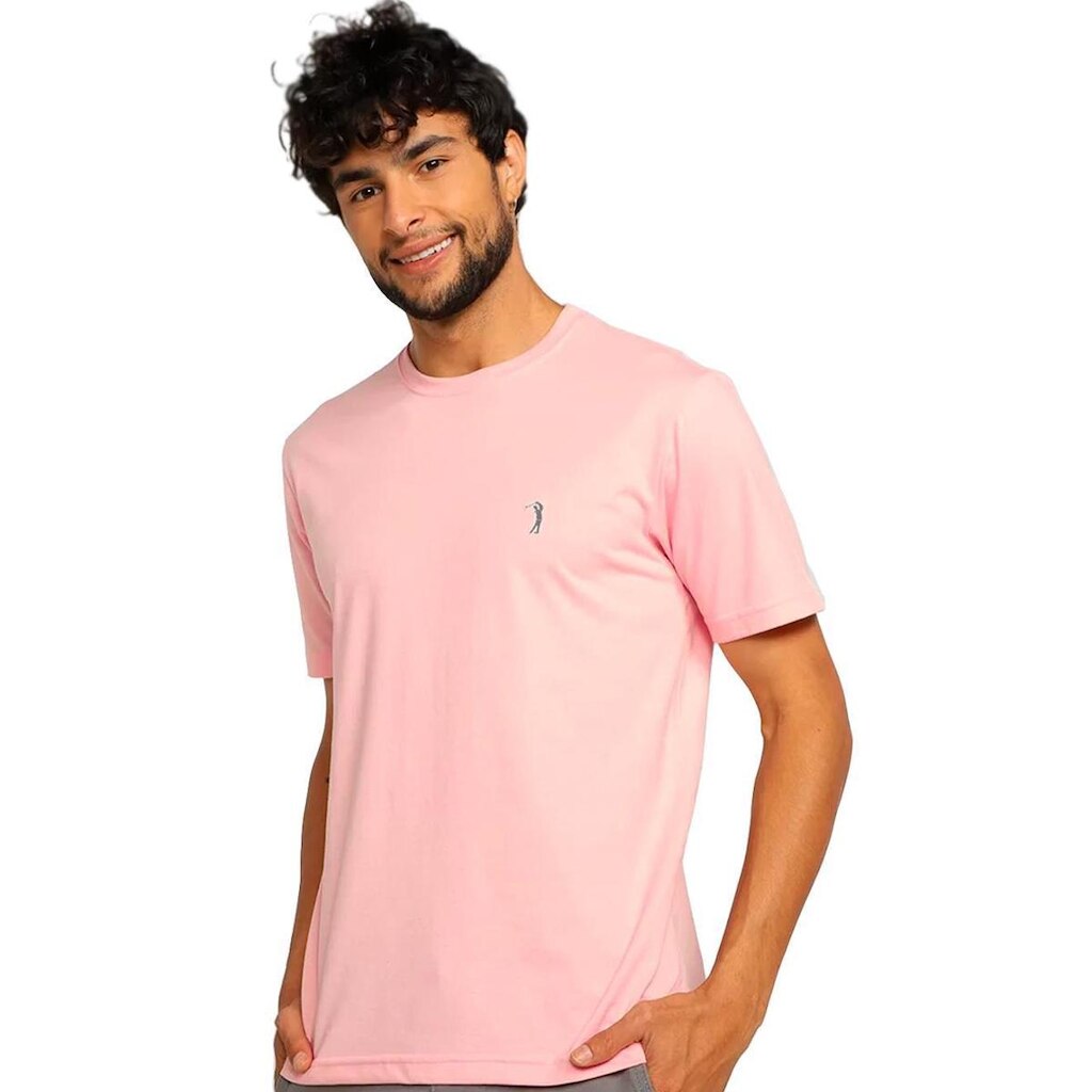 Camiseta Aleatory Masculina Grey Icon Rosa Claro