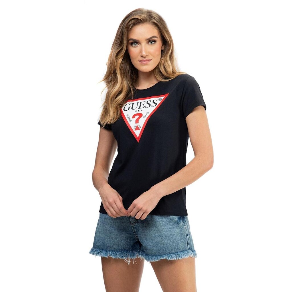 Camiseta  Alg Orgânico Triangulo Trad Guess Preto