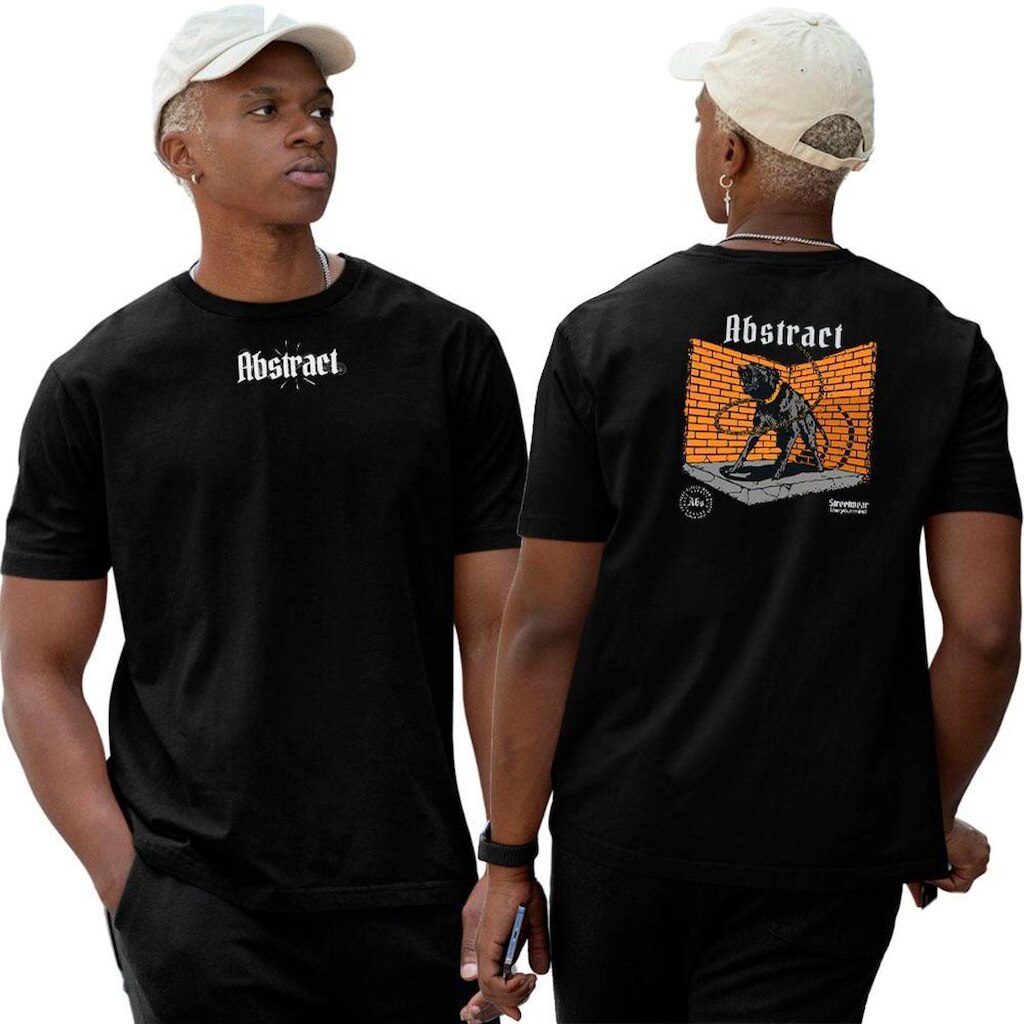 Camiseta Algodão Basica‎ Angry Dog Orange Abstract