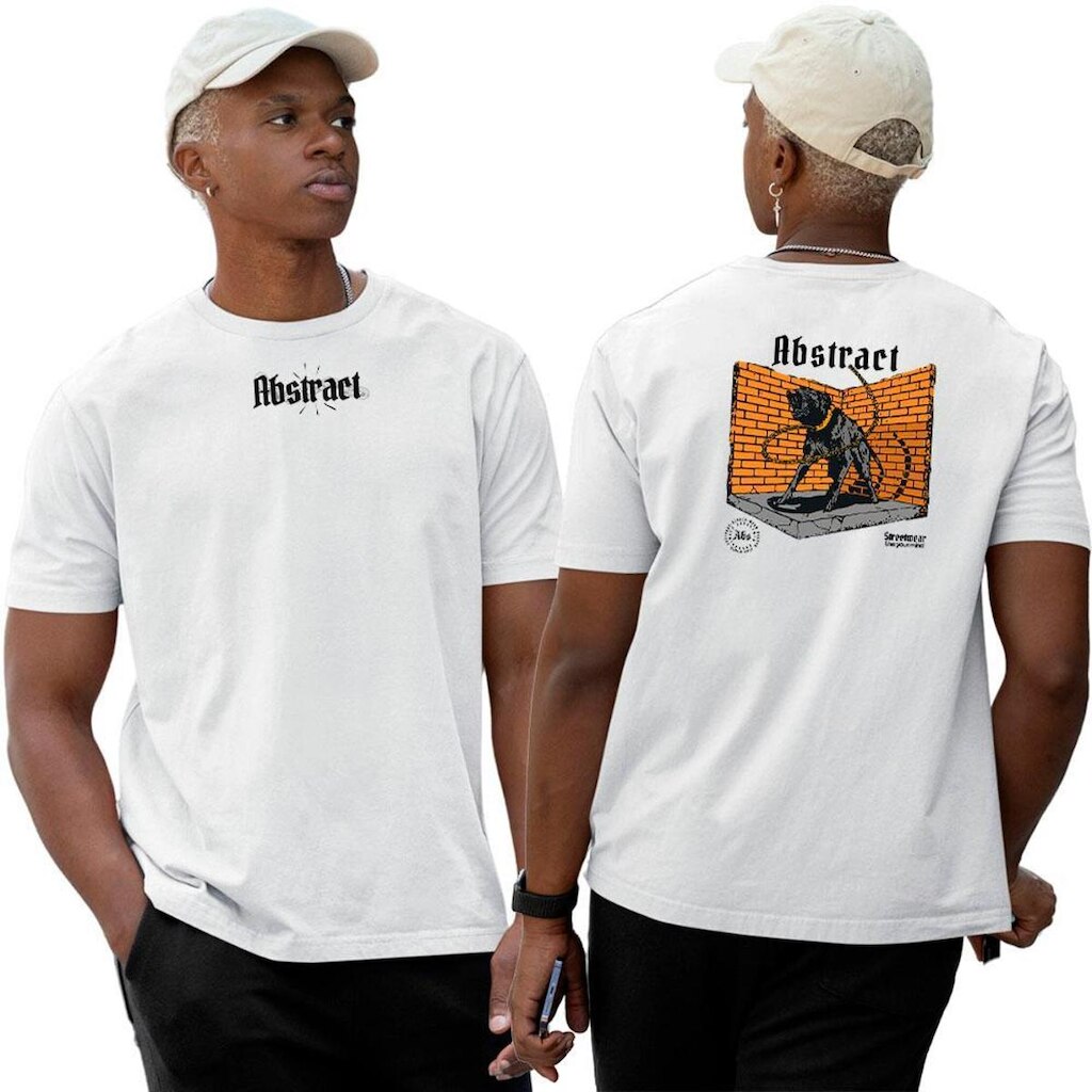Camiseta Algodão Basica‎ Angry Dog Orange Abstract