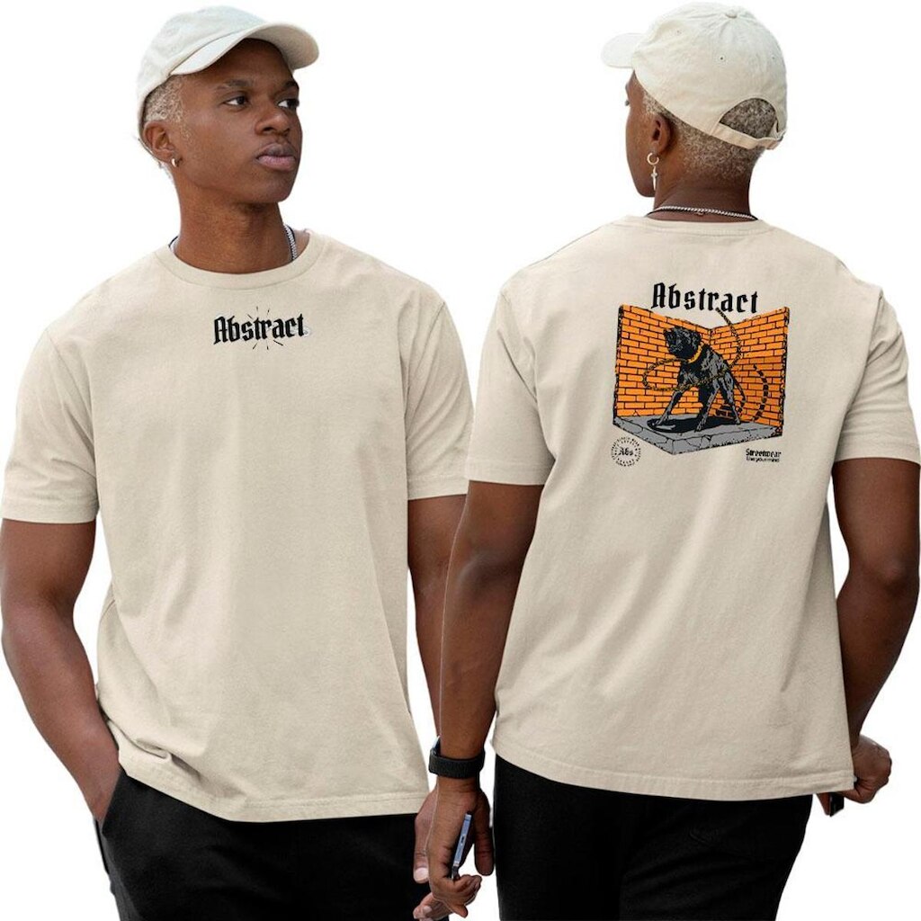 Camiseta Algodão Basica‎ Angry Dog Orange Abstract