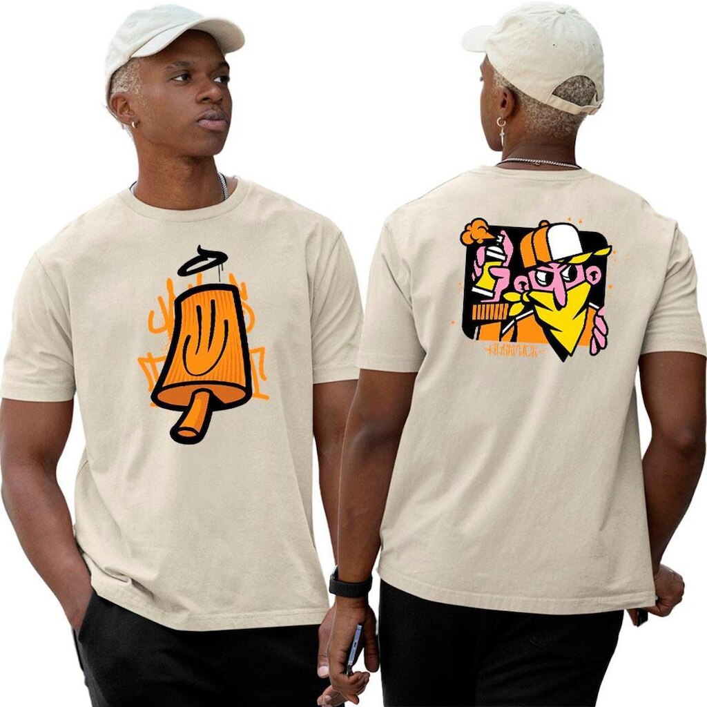 Camiseta Algodão Basica‎ Verso Vandal Graffite White Abstract