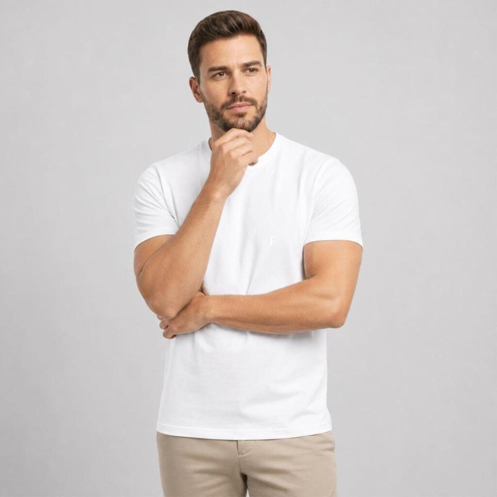 Camiseta Algodão Egípcio FortiShirt Branca Masculino – Básica Premium