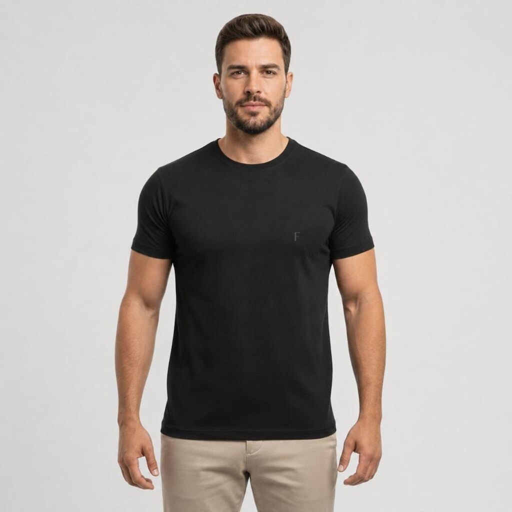Camiseta Algodão Egípcio FortiShirt Preta Masculino  – Básica Premium