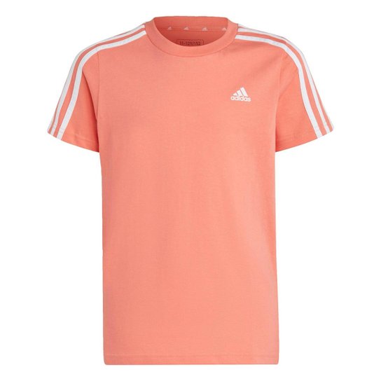 Camiseta Algodão Essentials 3-Stripes Adidas - Laranja Claro Menor preço em Camiseta Algodão Essentials 3-Stripes Adidas - Laranja Claro