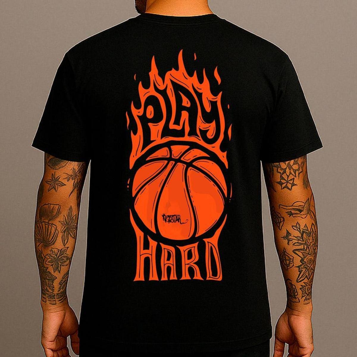 Camiseta Algodão Estampada Premium Frente Costas Basquete Play Menor preço em Camiseta Algodão Estampada Premium Frente Costas Basquete Play