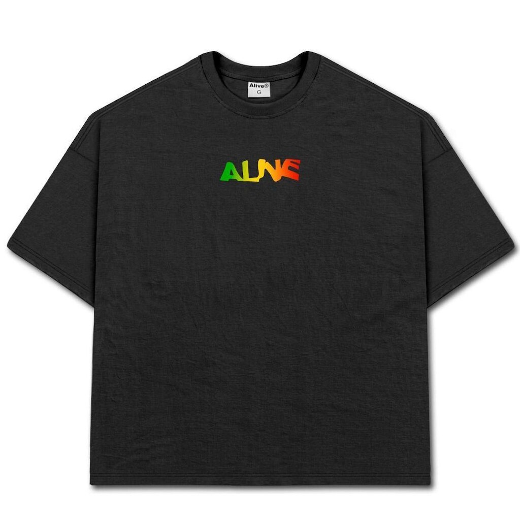 Camiseta Alive Oversized Essencial Peace Preto