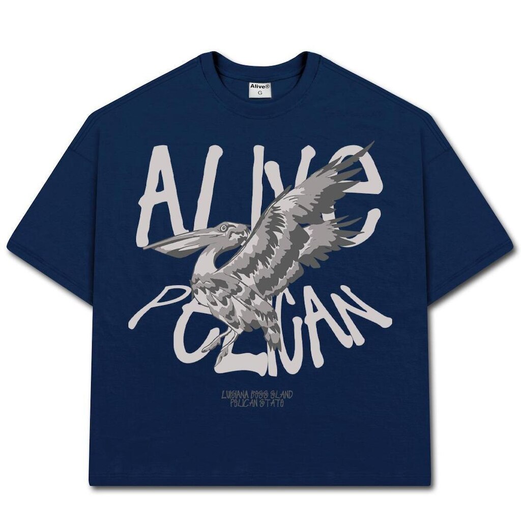 Camiseta Alive Oversized Pelican Azul Marinho