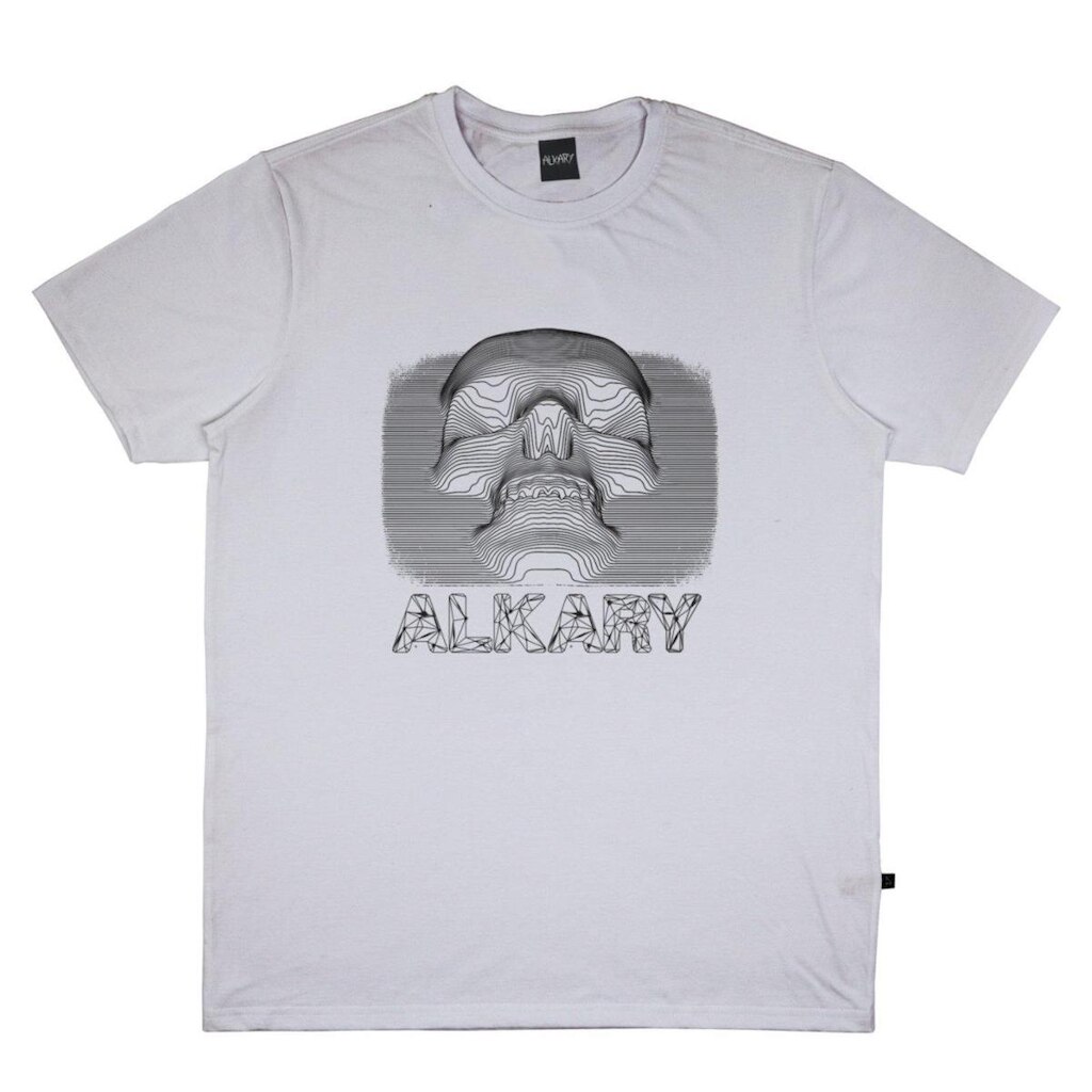 Camiseta Alkary Caveira 3D Branca