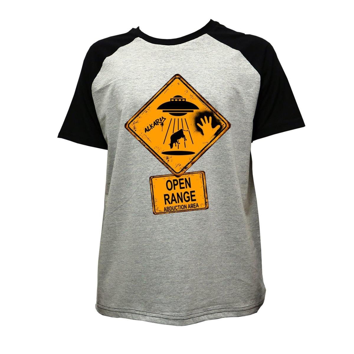 Camiseta Alkary Raglan Manga Curta Abduzido Mescla e Preta