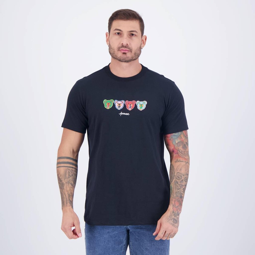 Camiseta Approve Angry Bear Preta