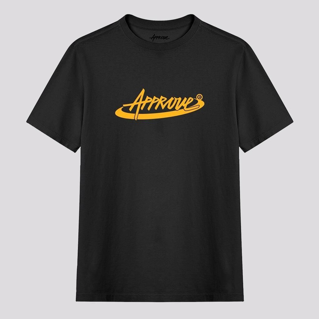 Camiseta Approve Bold Spare Preta e Amarela