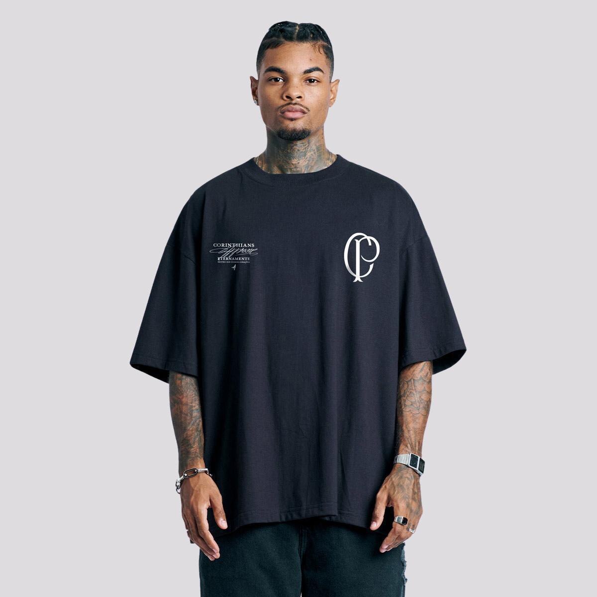 Camiseta Approve Huge Corinthians II Flag Masculina - Preto | Netshoes