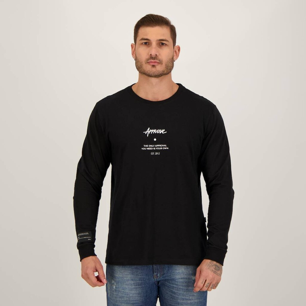 Camiseta Approve Manga Longa Yourself Preta