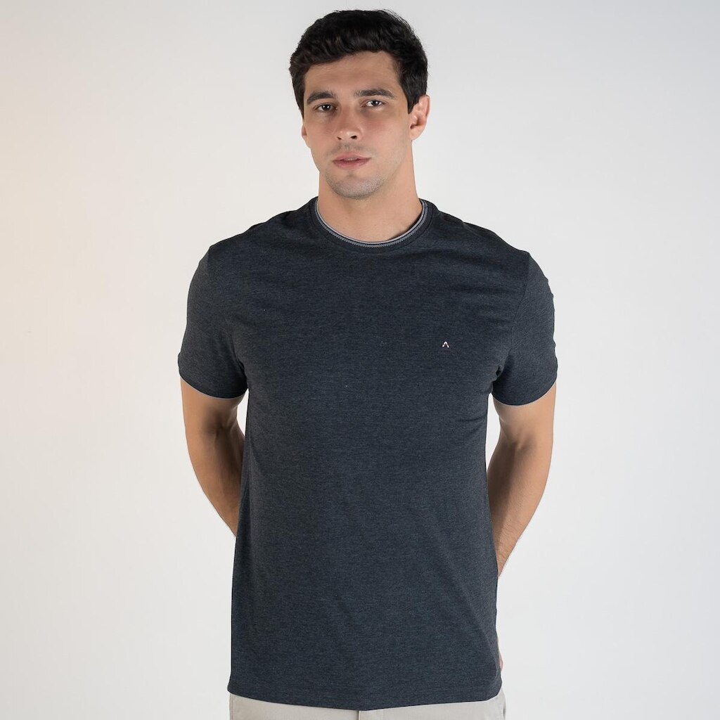 Camiseta Aramis Chumbo Friso Gola Cinza