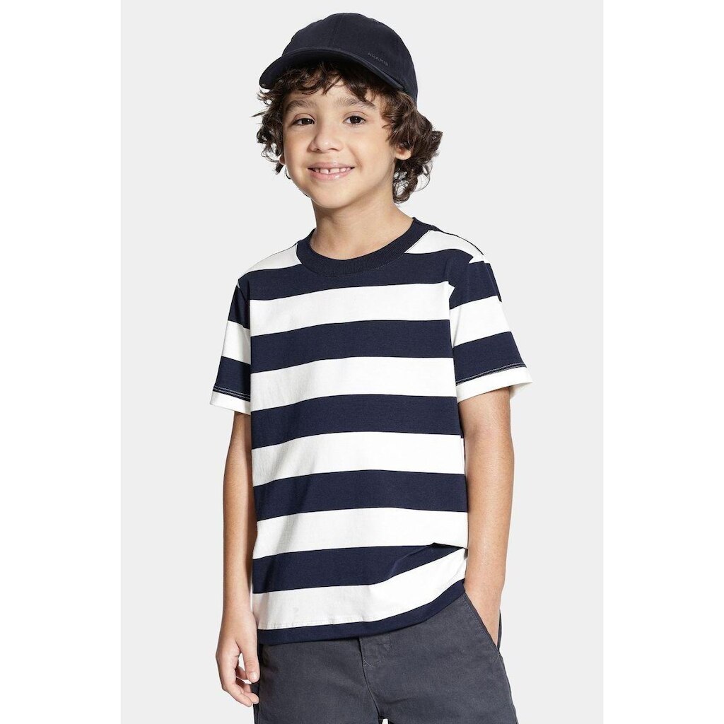 Camiseta Aramis Infantil Algodão Malha Listrada Navy