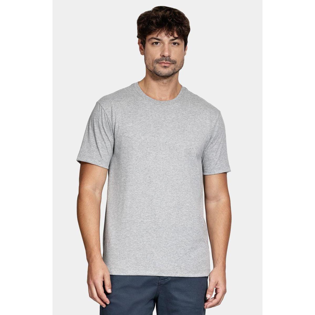 Camiseta Aramis Manga Curta Bordado Basica Cinza Mescla