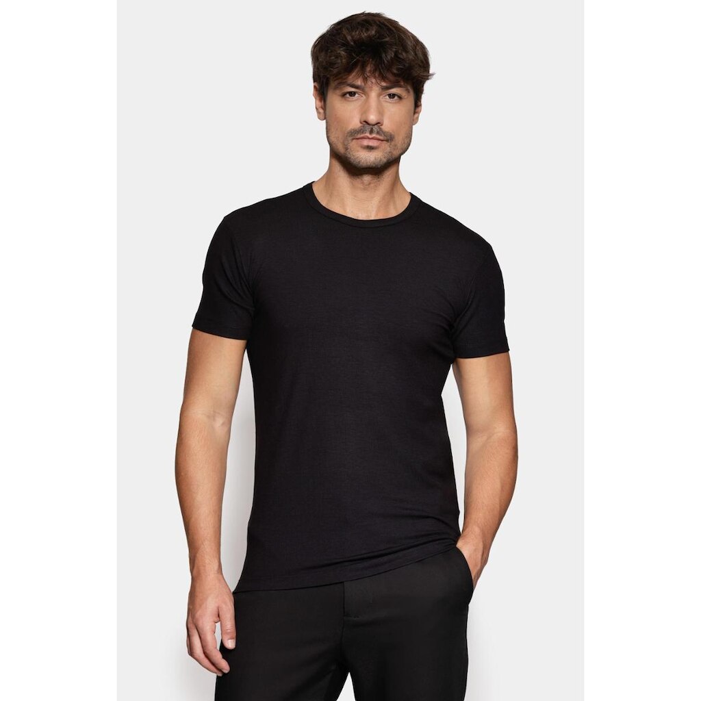 Camiseta Aramis Manga Curta Super Slim Básica Preto